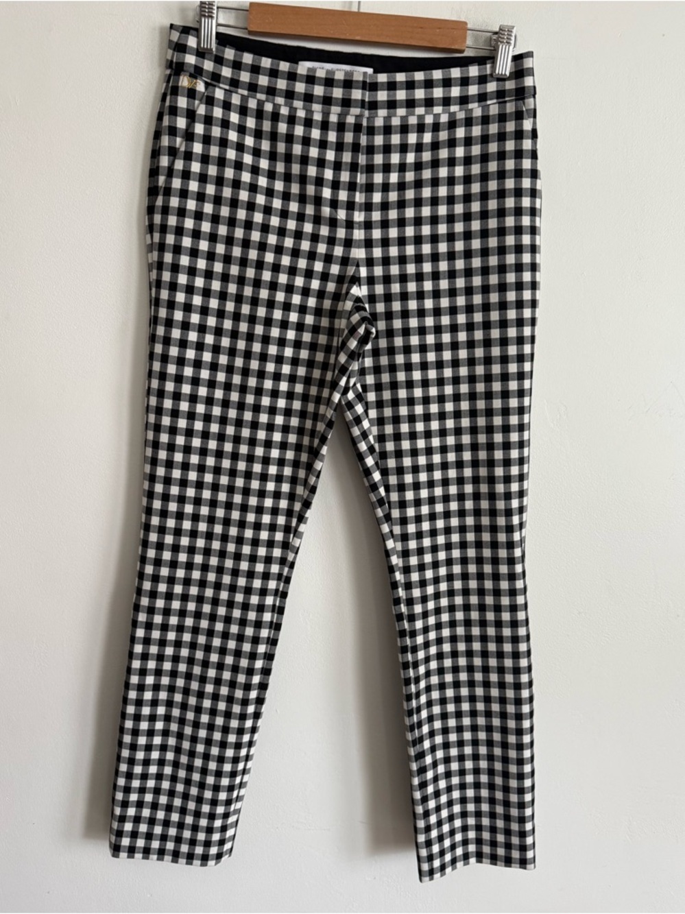 Diane von Furstenberg Gingham Cropped Ankle length Pants – Black & White Check